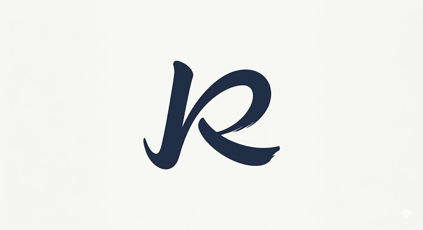 Round 1: a brushy stroke that reads as a Latin "R"